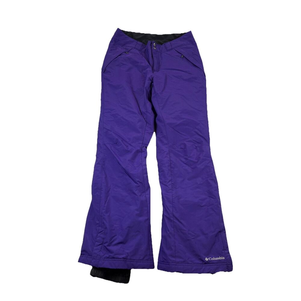 Columbia Snow Pants Womens Small Purple Zip Pockets Dual Snap Fleece Lined
